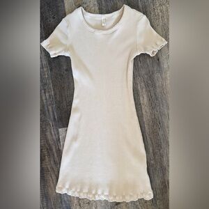 Spell & The Gypsy Collective (M) Organic Cotton Cosmos Rib Tee Dress color: Oat